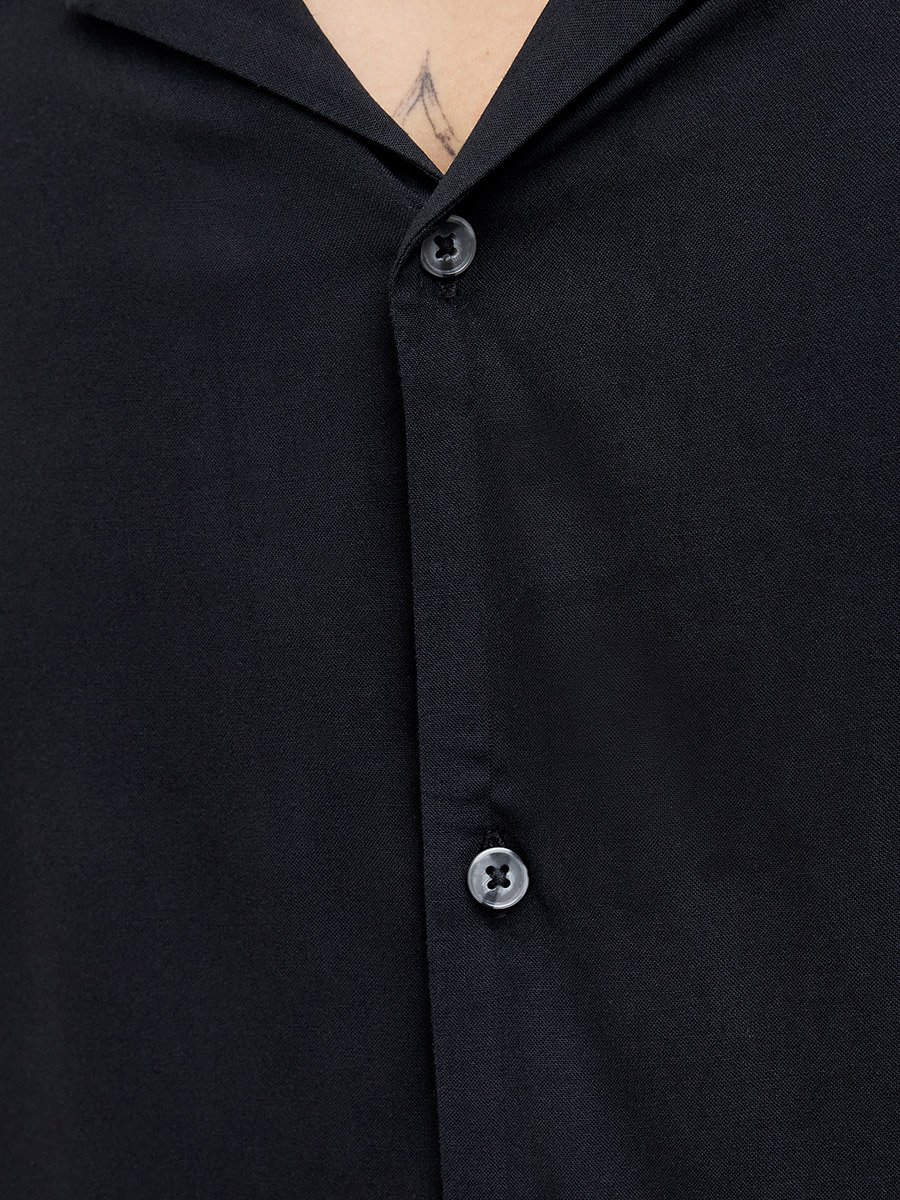 Solid Resort Collar Short Sleeve Shirt