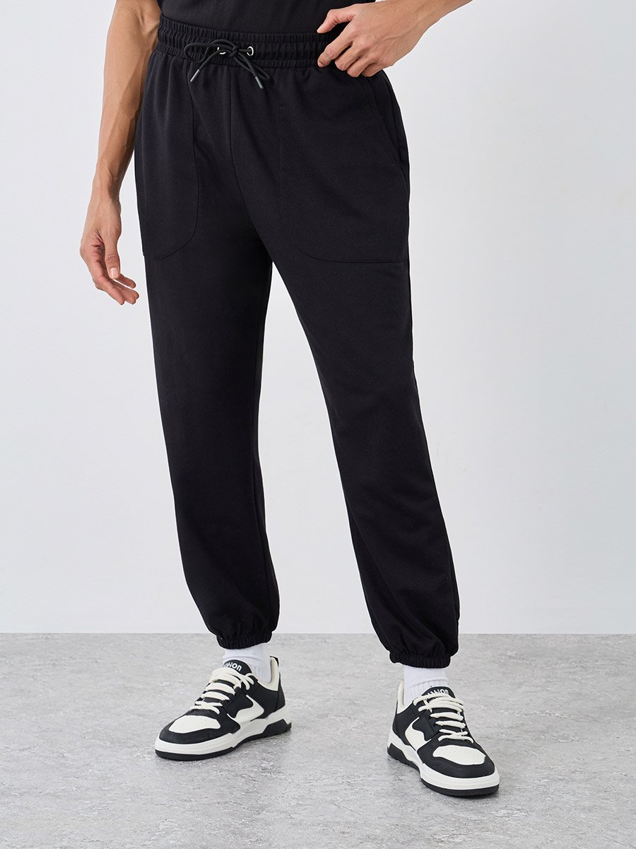 Pack of 2 - Solid Oversized Panelled Terry Joggers