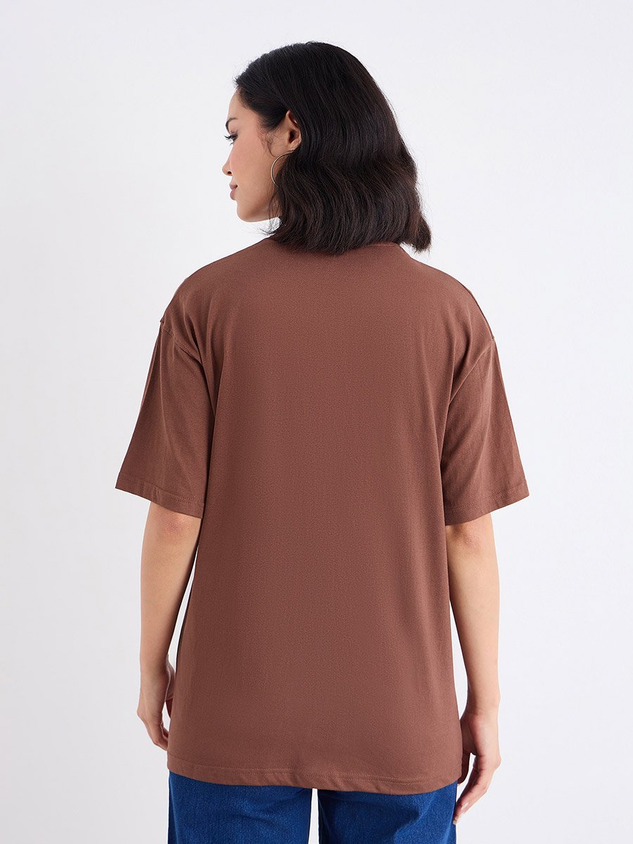 Slogan Print Oversized 100% Cotton T-Shirt
