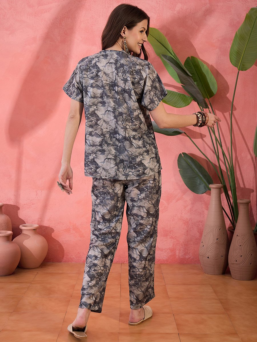 All-Over Printed Cotton Top and Pants Co-Ords
