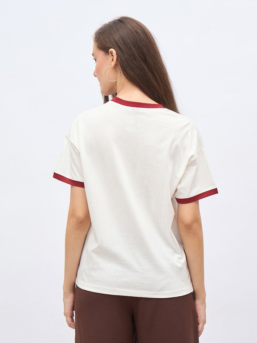 Embroidered Detail Boxy Fit T-Shirt