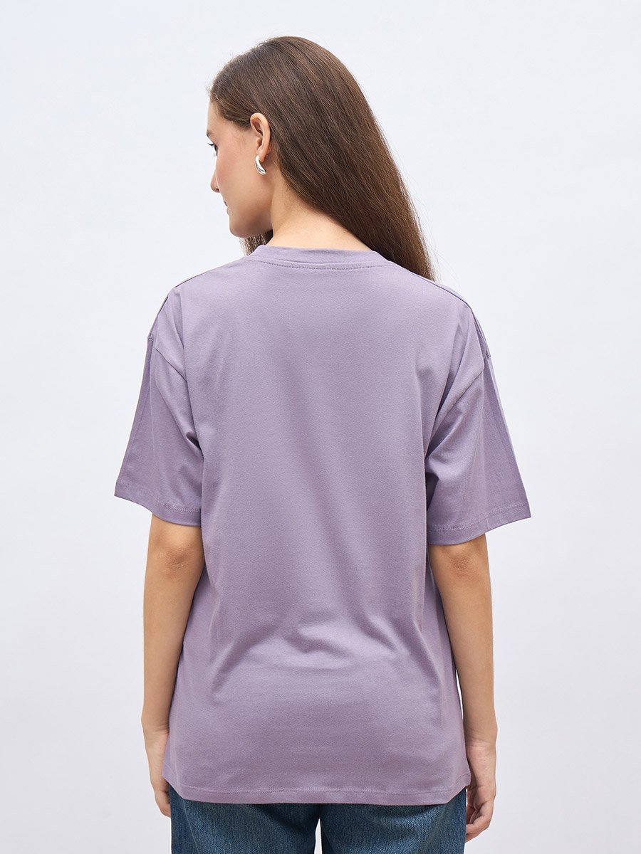 Round Neck Printed Oversized 100% Cotton T-Shirt
