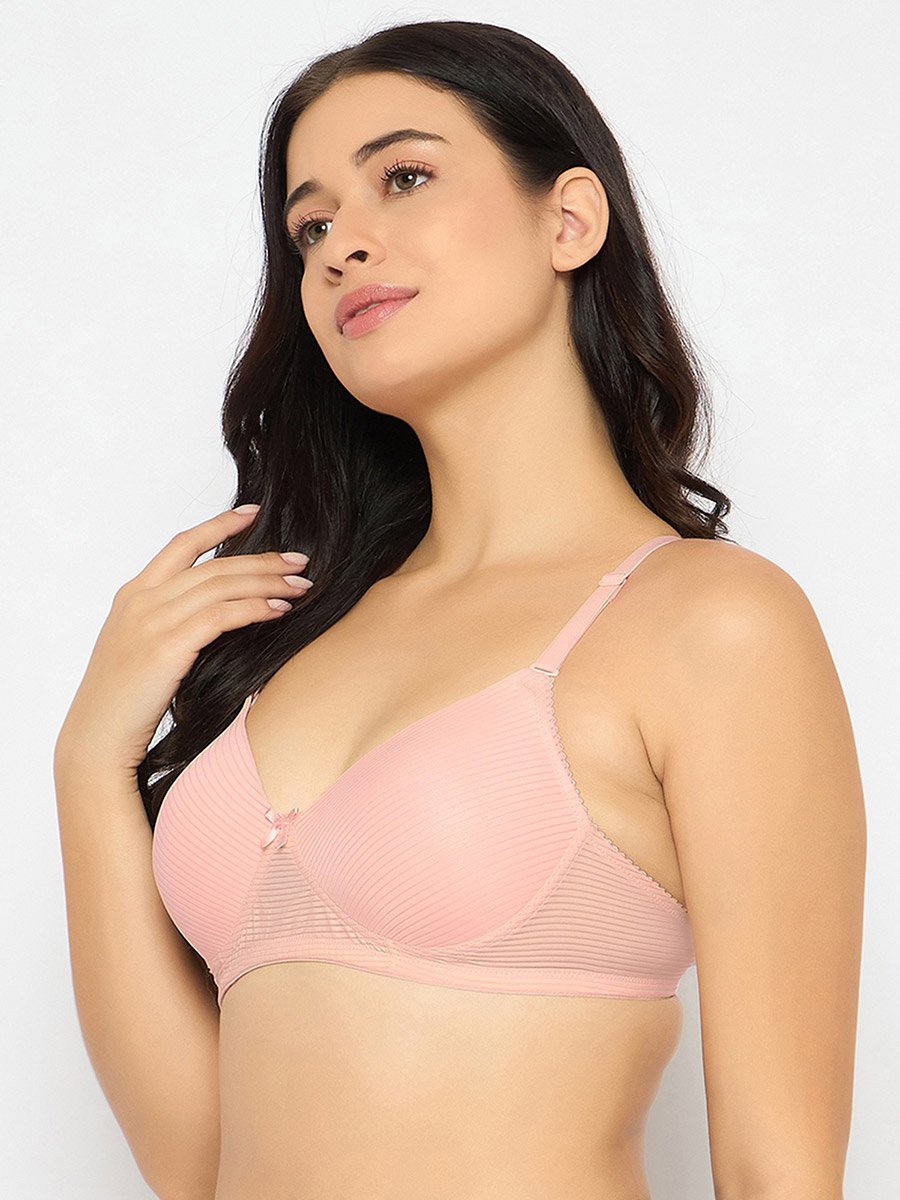 Multicolor Pack of 3 Padded Non-Wired Full Coverage Self-Striped Bras
