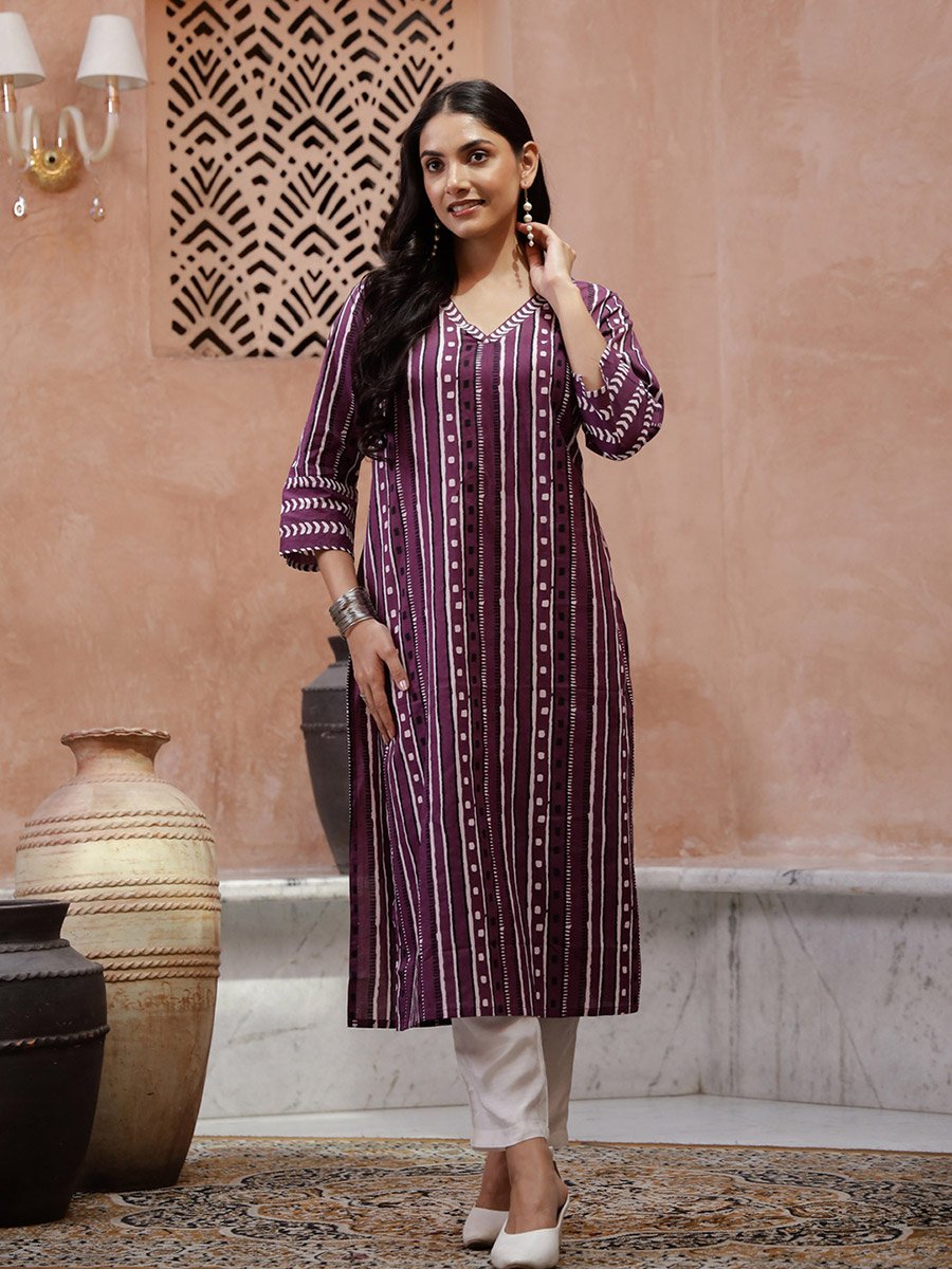 Striped Kurta with Side Slit