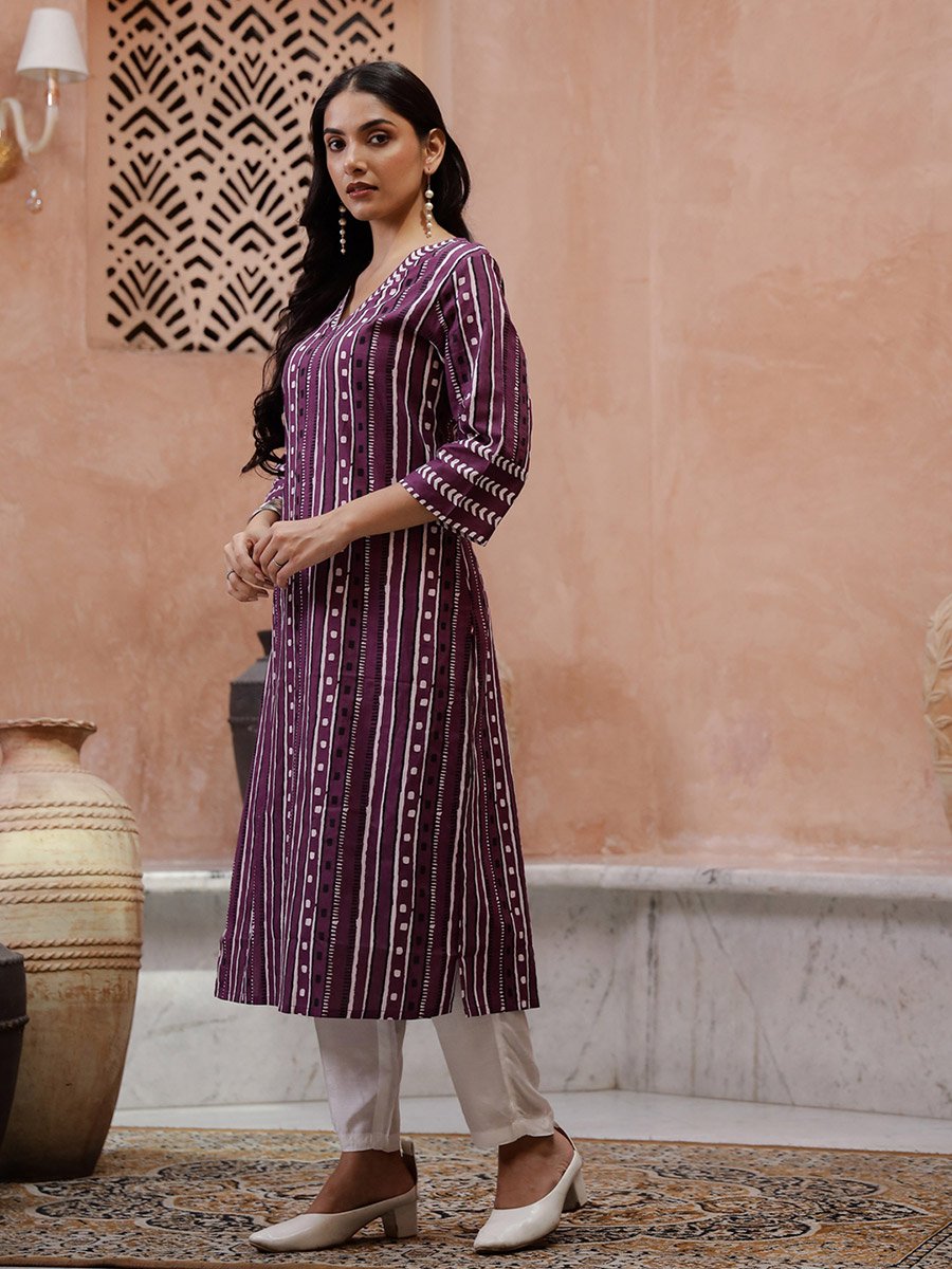 Striped Kurta with Side Slit