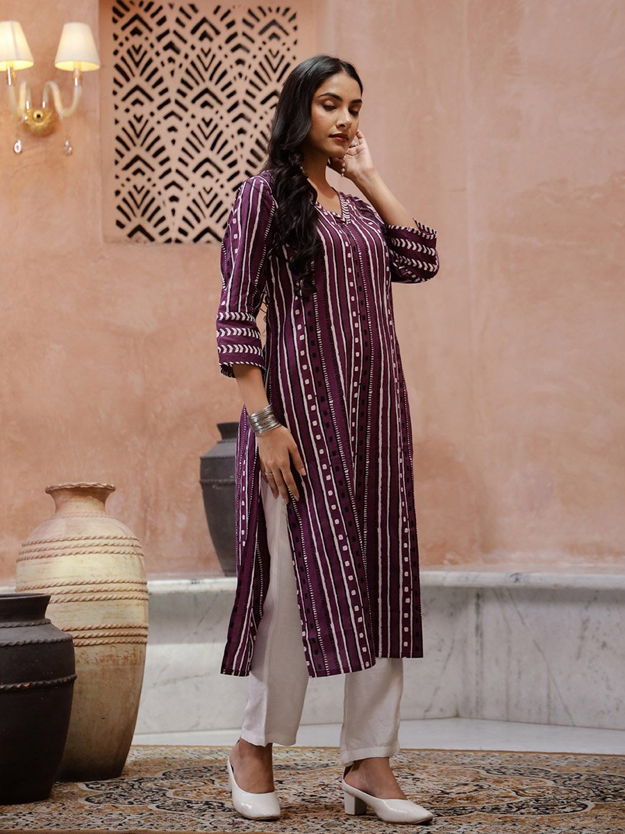 Striped Kurta with Side Slit