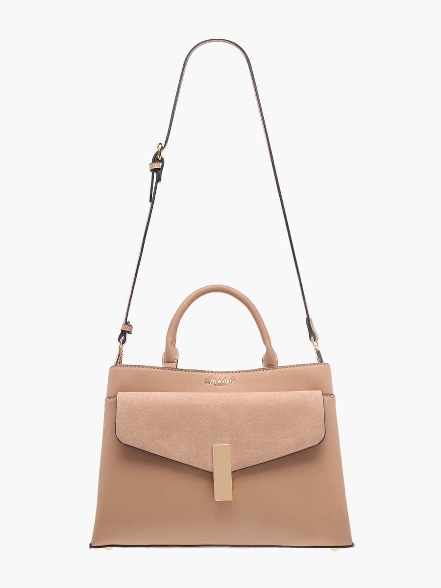 Textured Tote Bag with Top Handle and Adjustable Strap