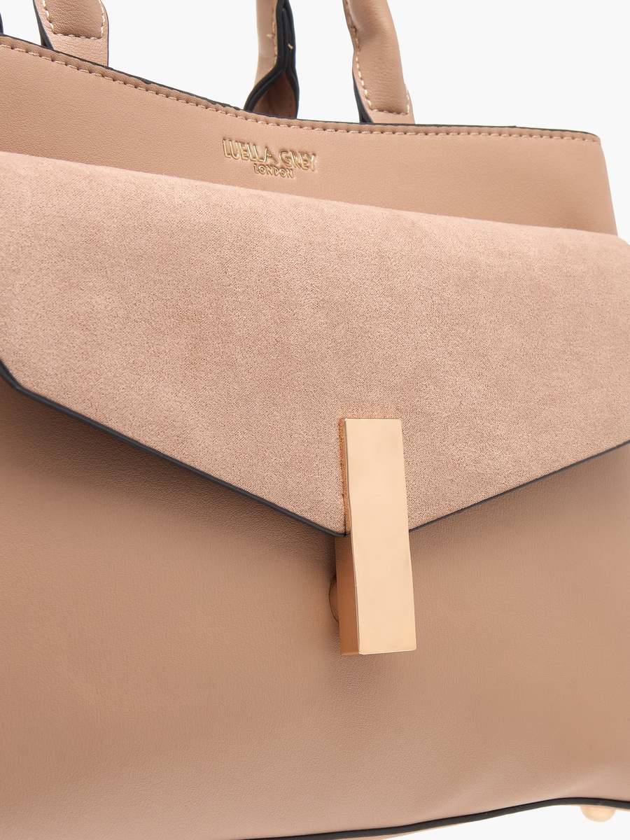 Textured Tote Bag with Top Handle and Adjustable Strap