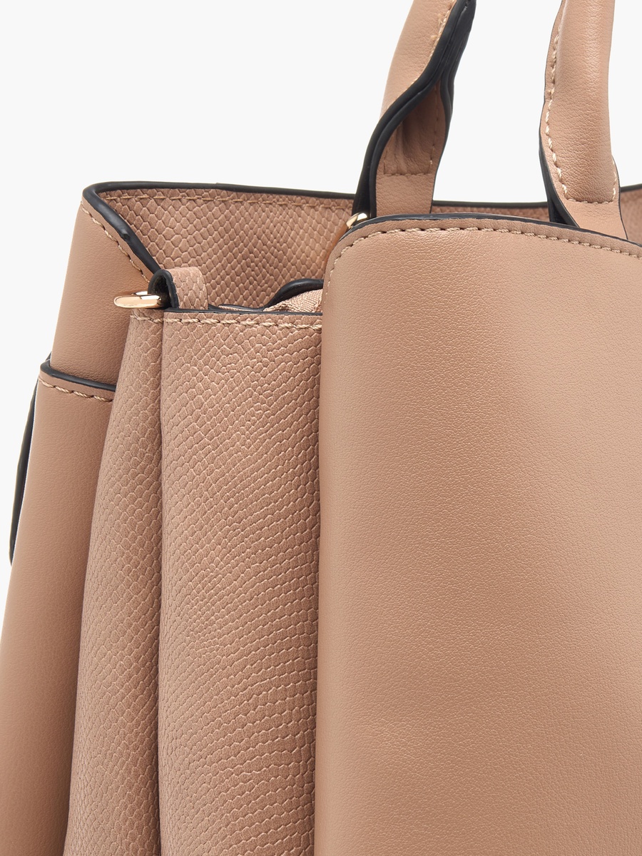 Textured Tote Bag with Top Handle and Adjustable Strap