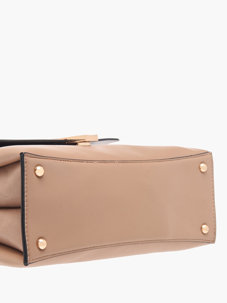 Textured Tote Bag with Top Handle and Adjustable Strap