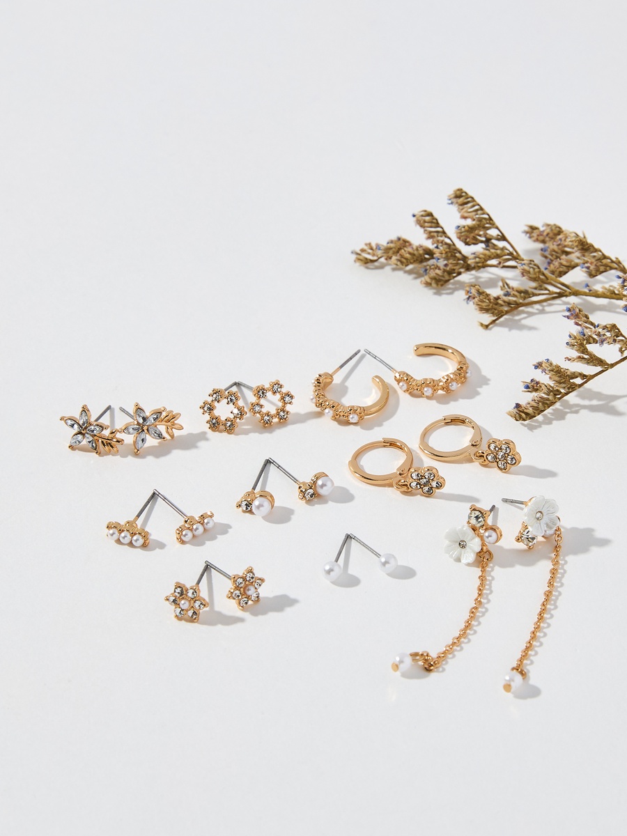 Assorted Earrings with Pushback Closure - Set Of 9
