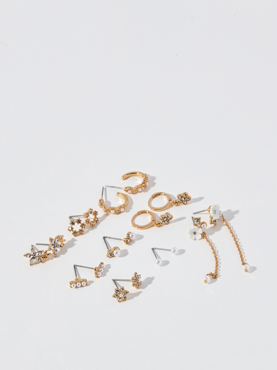 Assorted Earrings with Pushback Closure - Set Of 9