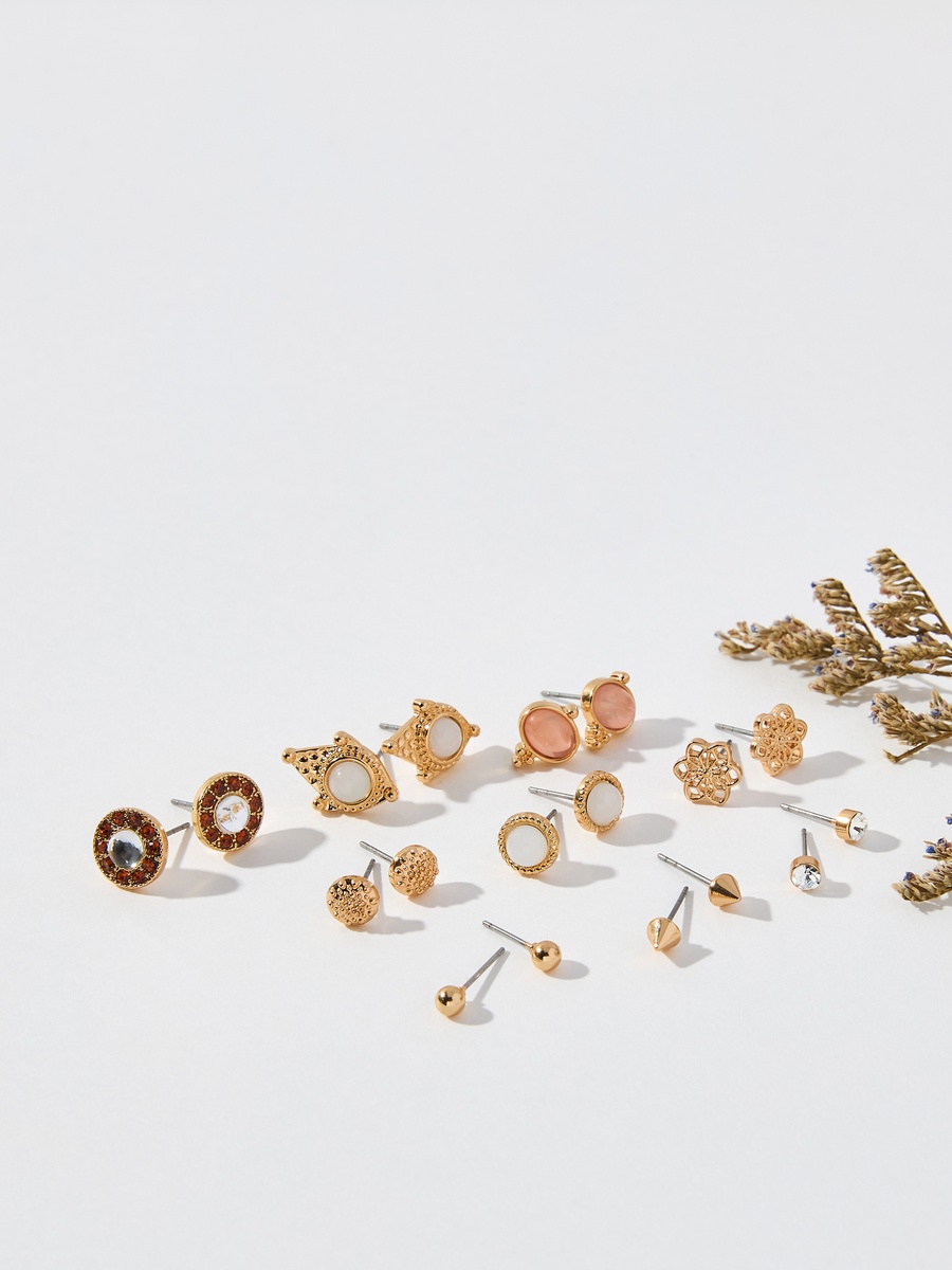Assorted Earrings with Pushback Closure - Set Of 9