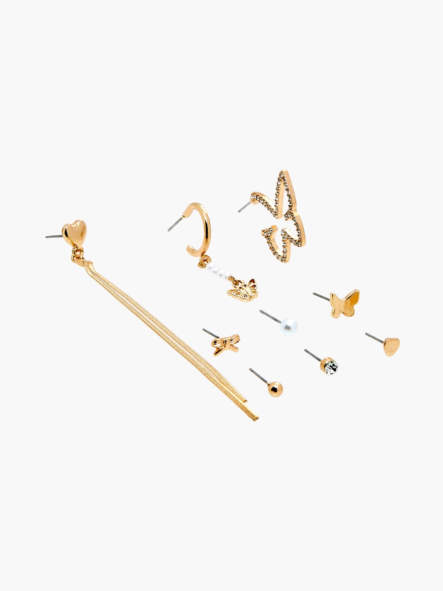 Embellished Earrings with Pushback Closure - Set Of 9