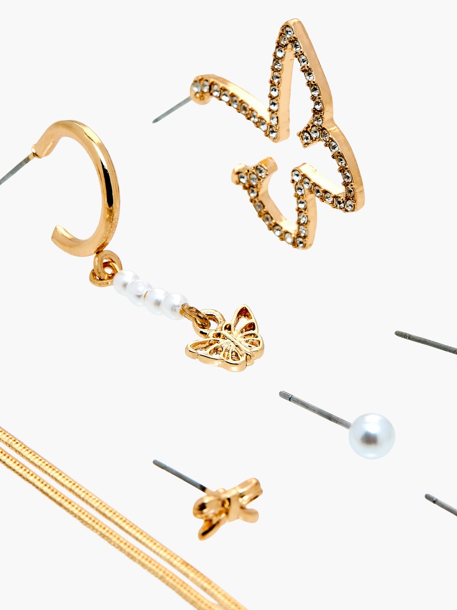 Embellished Earrings with Pushback Closure - Set Of 9