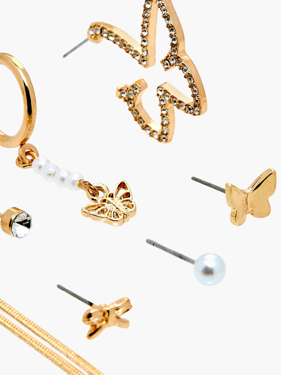 Embellished Earrings with Pushback Closure - Set Of 9