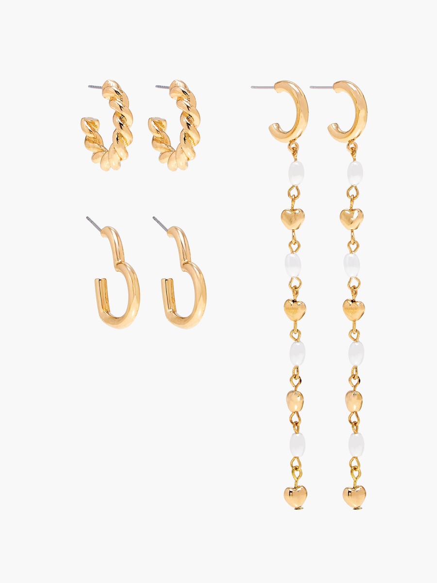 Metallic Earrings - Set Of 3