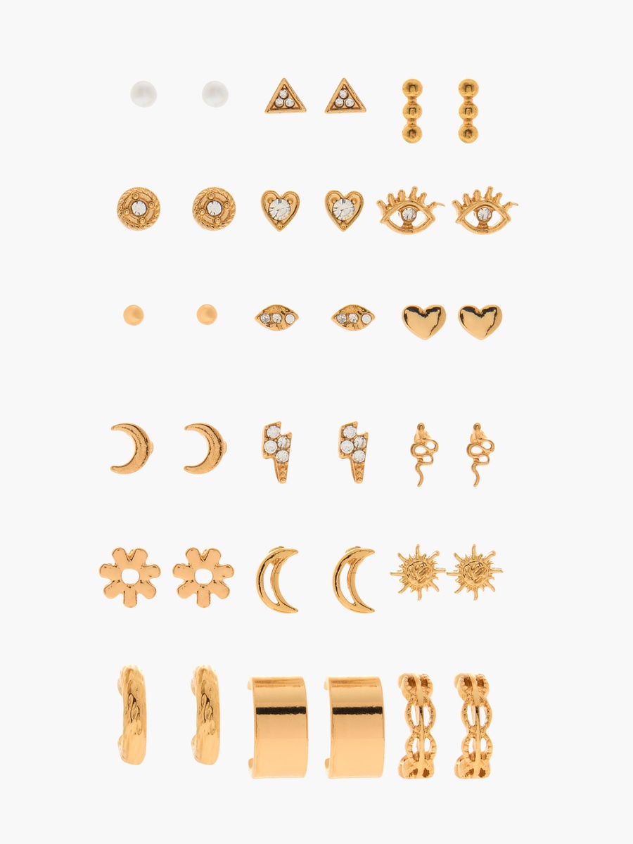 Assorted Metallic Earring with Pushback Closure - Set Of 18