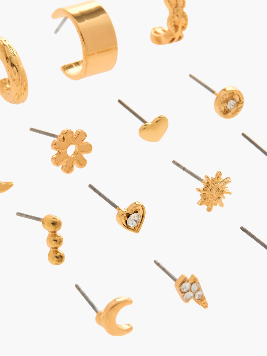 Assorted Metallic Earring with Pushback Closure - Set Of 18