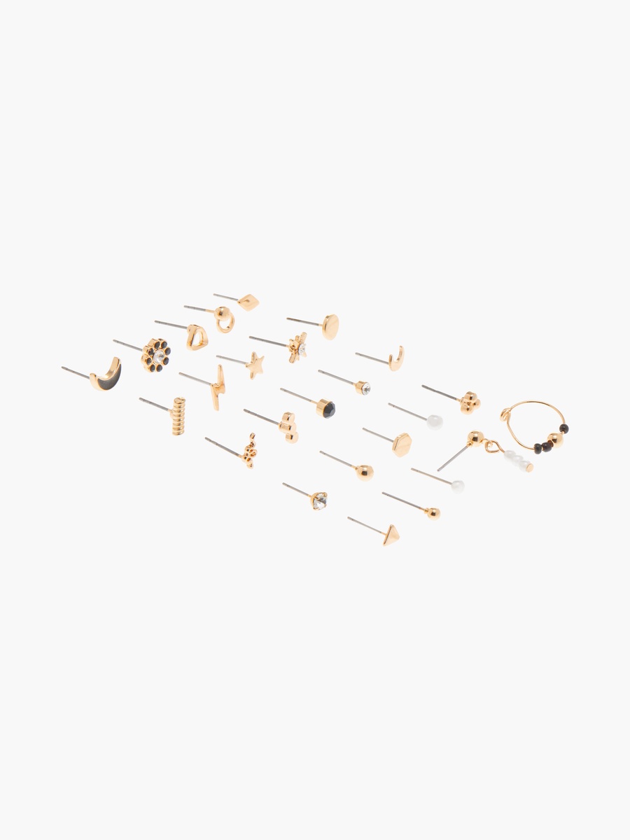 Assorted Stud Earrings with Pushback Closure - Set Of 25
