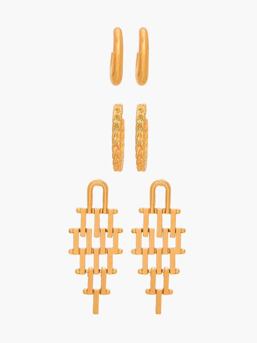 Assorted Earrings with Pushback Closure - Set Of 3