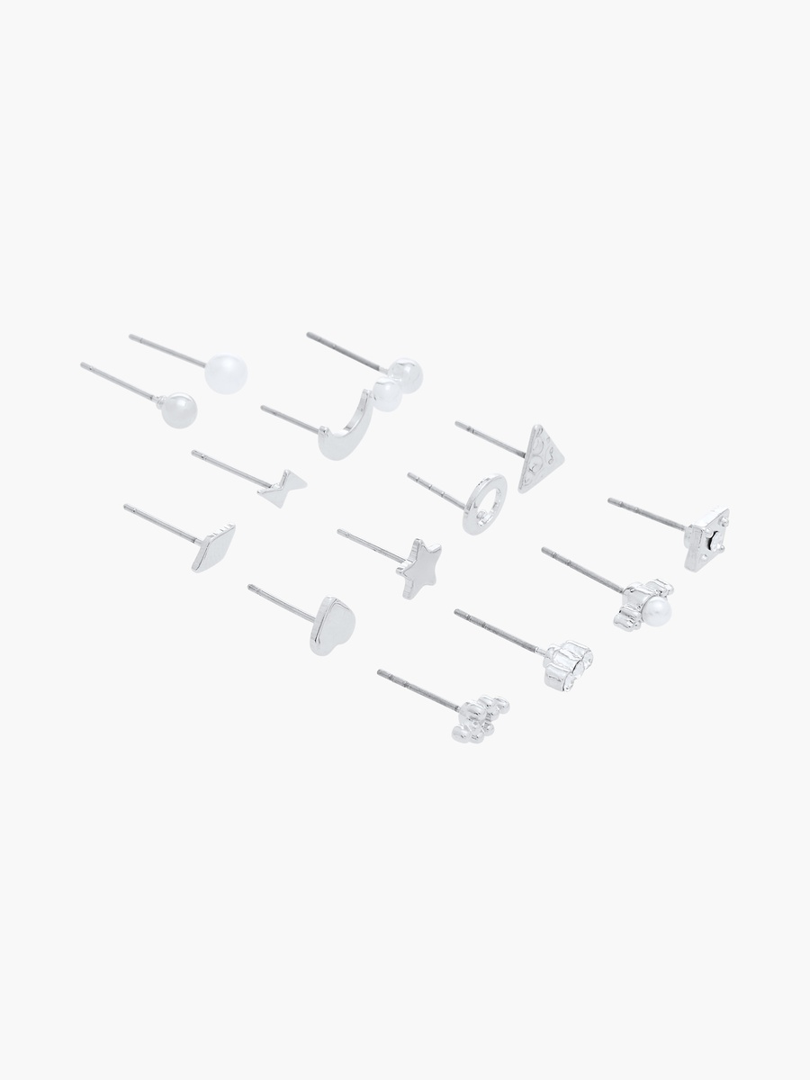 Assorted Metallic Earrings with Pushabck Closure - Set of 14