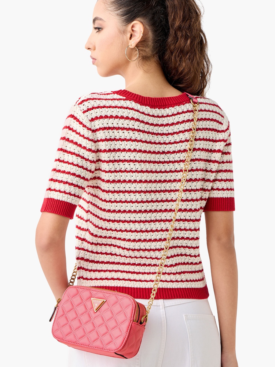 Giully Textured Crossbody Bag with Zip Closure