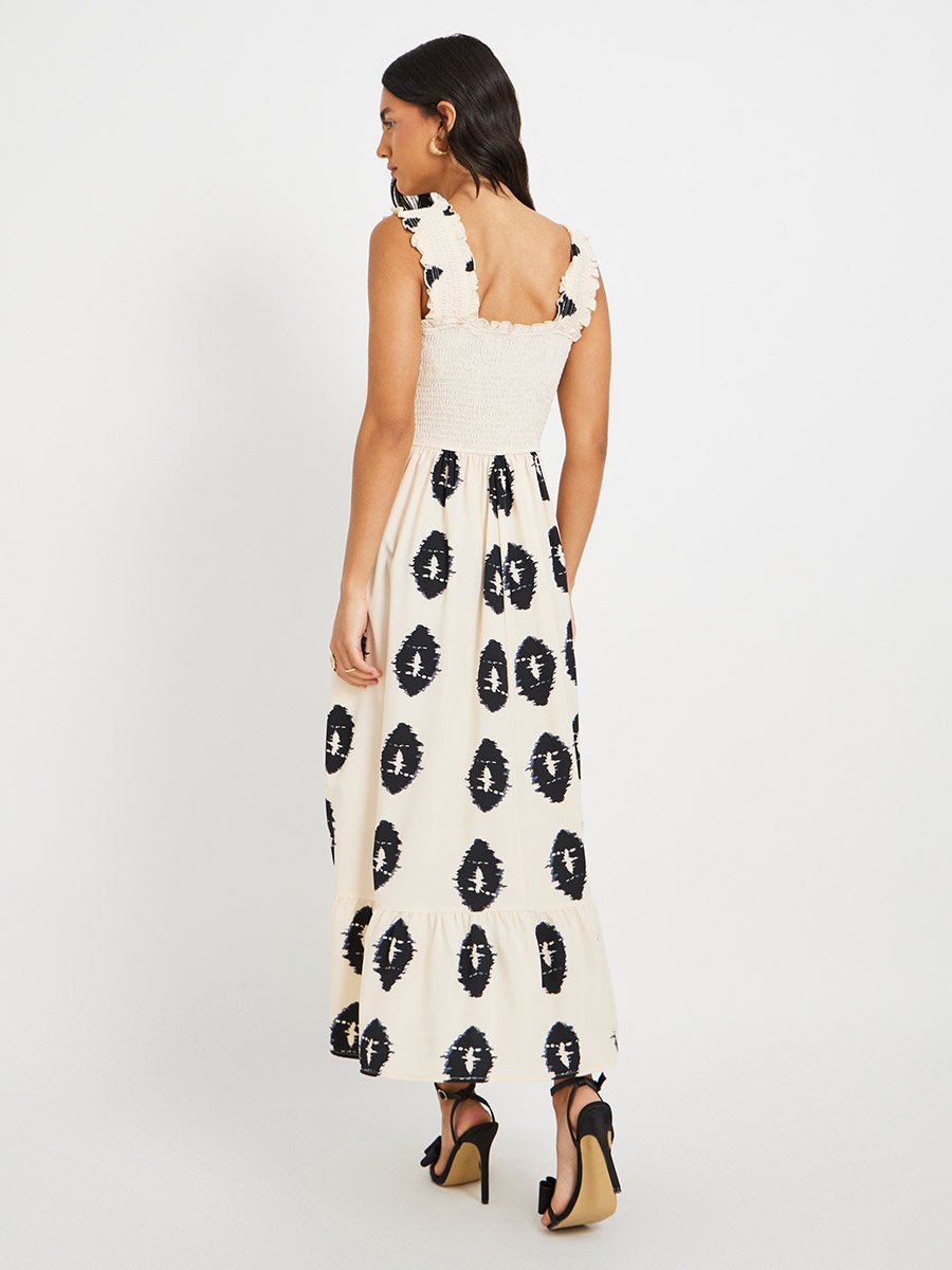 Printed Sleeveless A-Line Maxi Dress with Smocked Detail For Women at  Kuwait