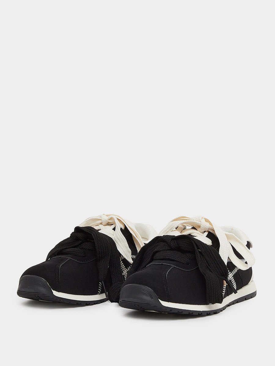 Lace Up Sneakers with Stitching Detail