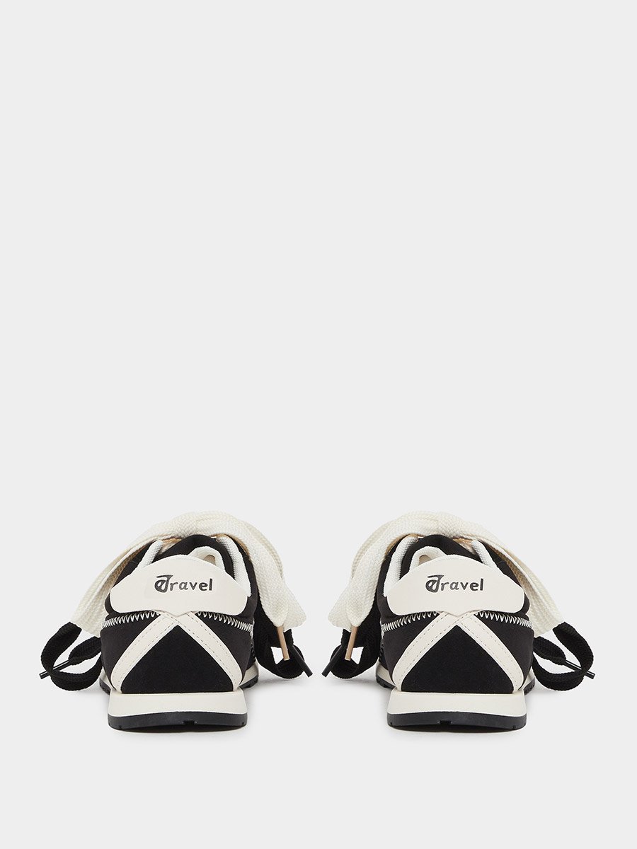 Lace Up Sneakers with Stitching Detail