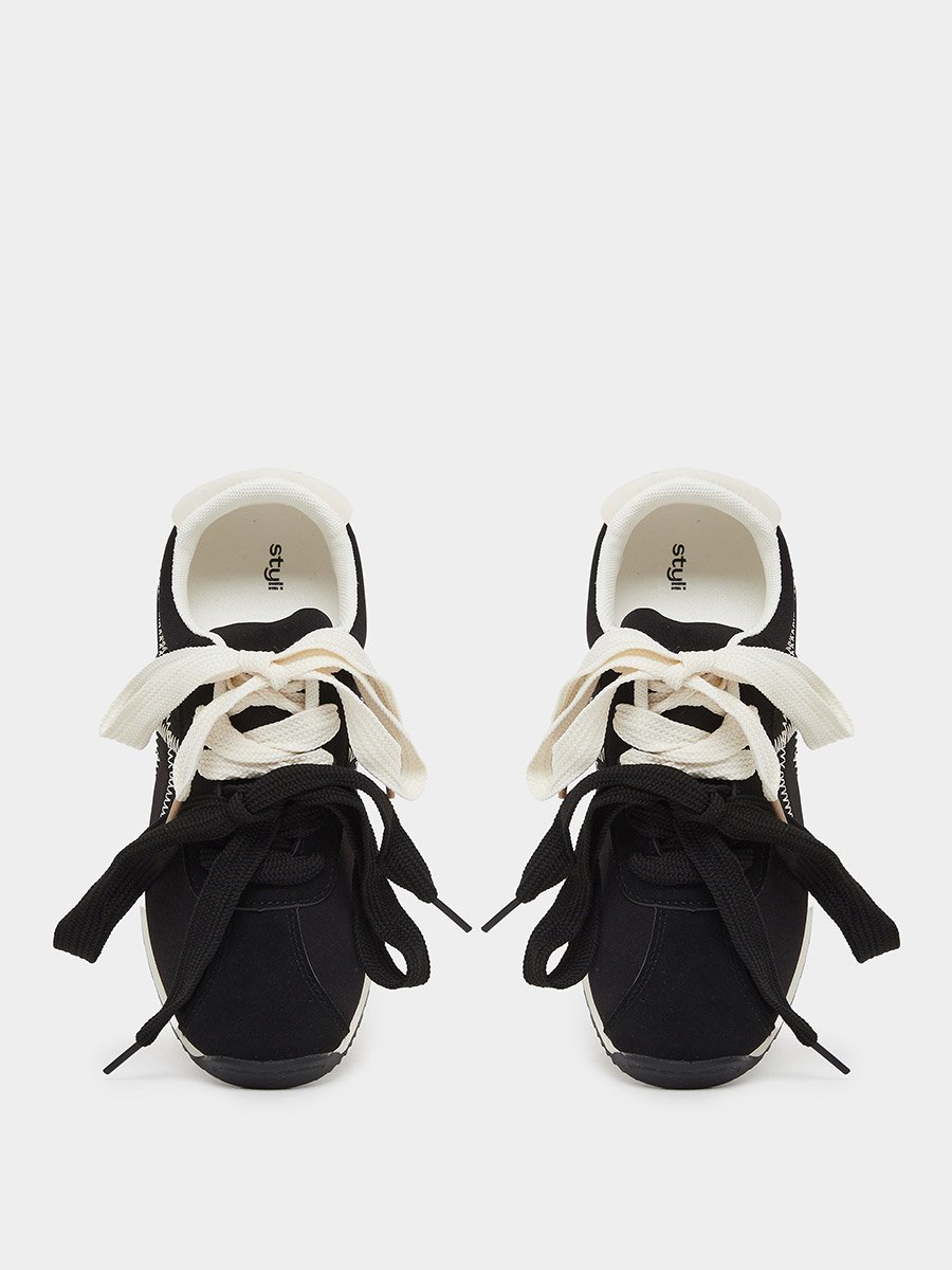 Lace Up Sneakers with Stitching Detail
