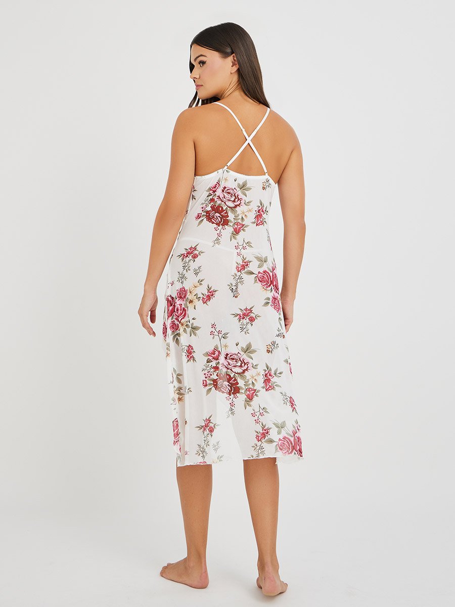 sachin and babi light blue dress La Femme Floral Print Sequin Lace Dress with High Slit