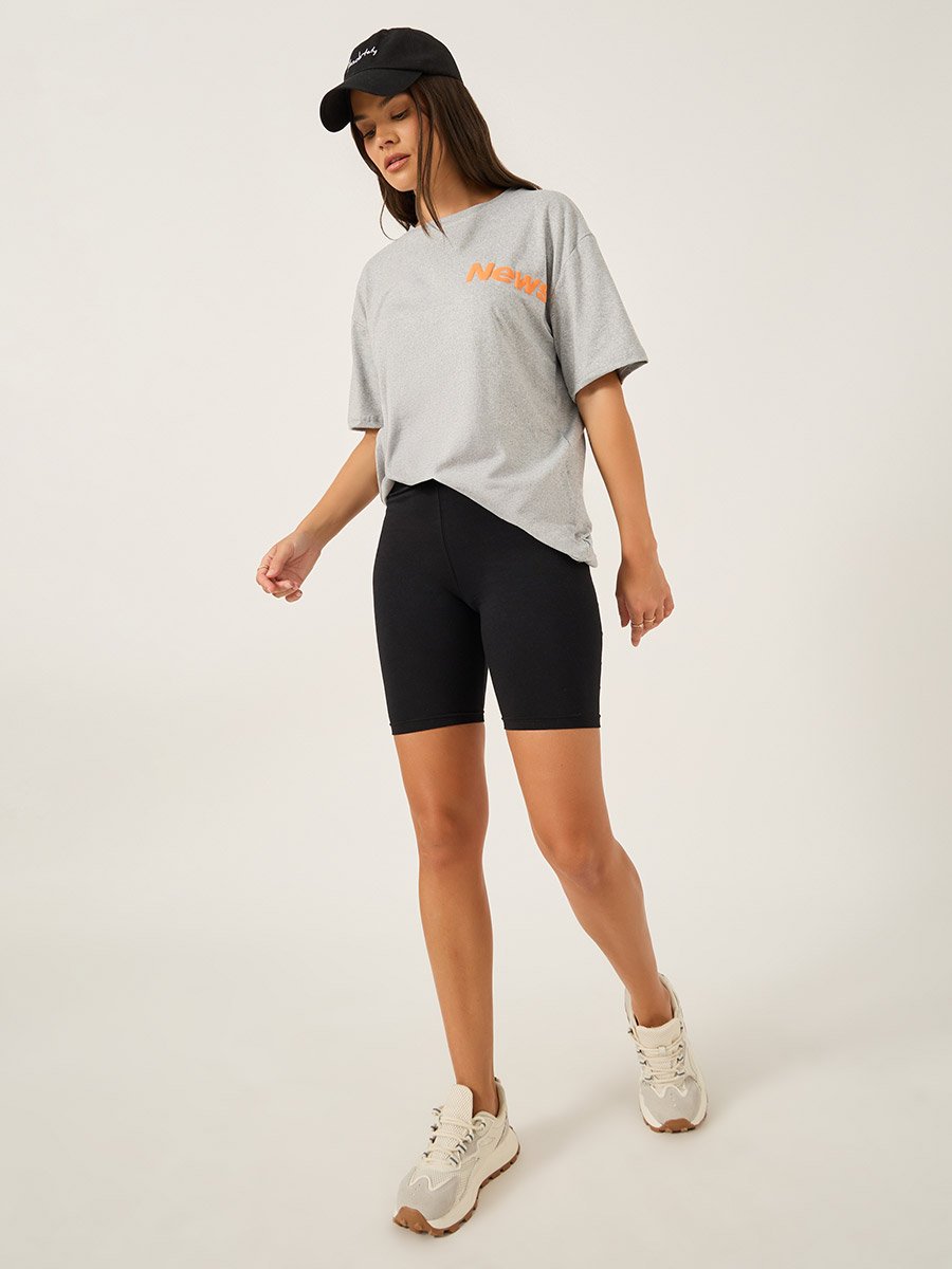 Slogan Print Round Neck Oversized T-Shirt