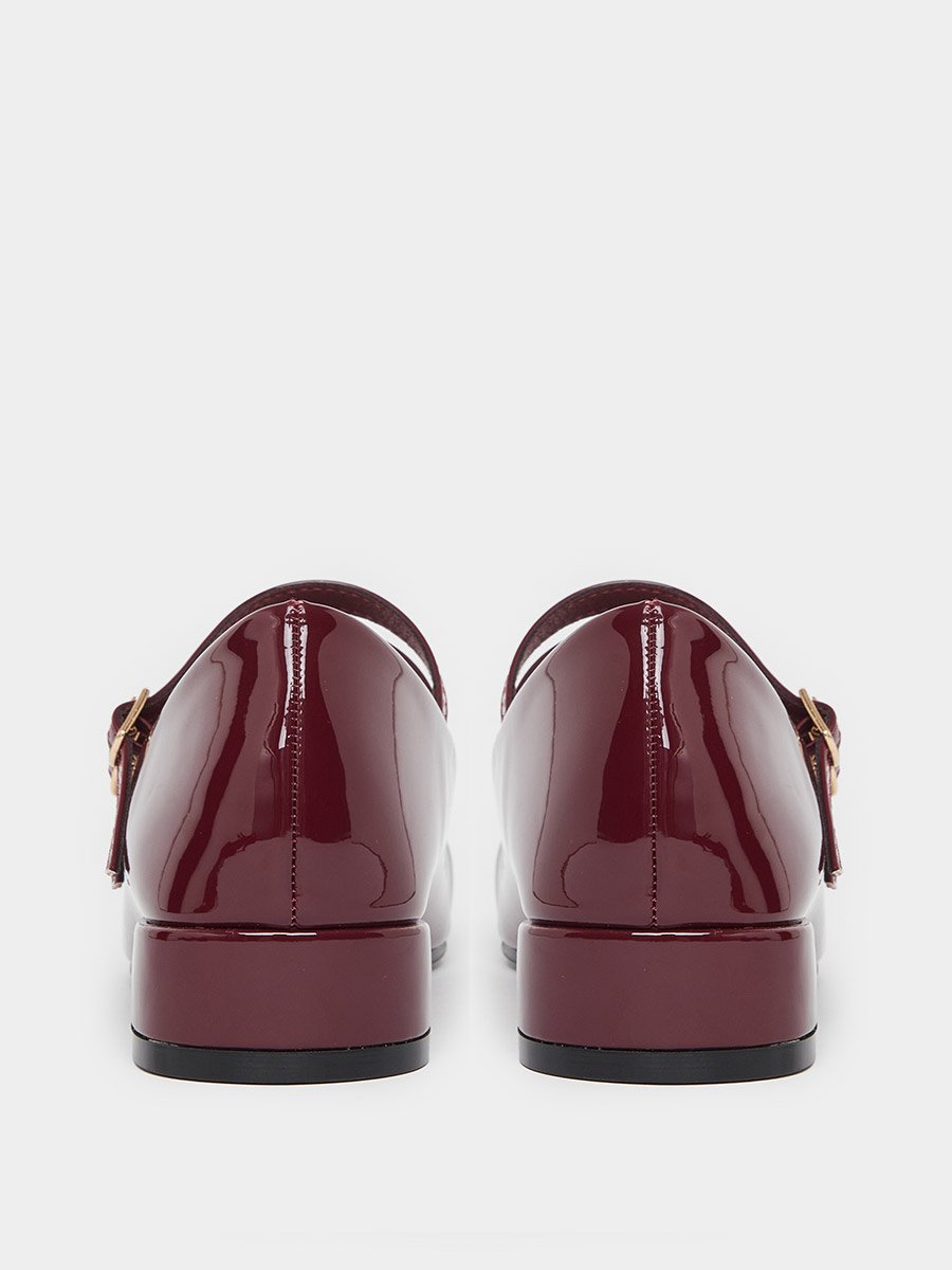 Plain Square Toe Buckle Strap Shoes