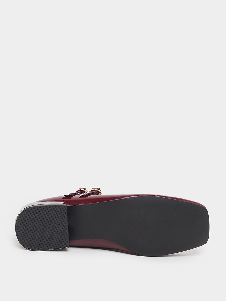 Plain Square Toe Buckle Strap Shoes