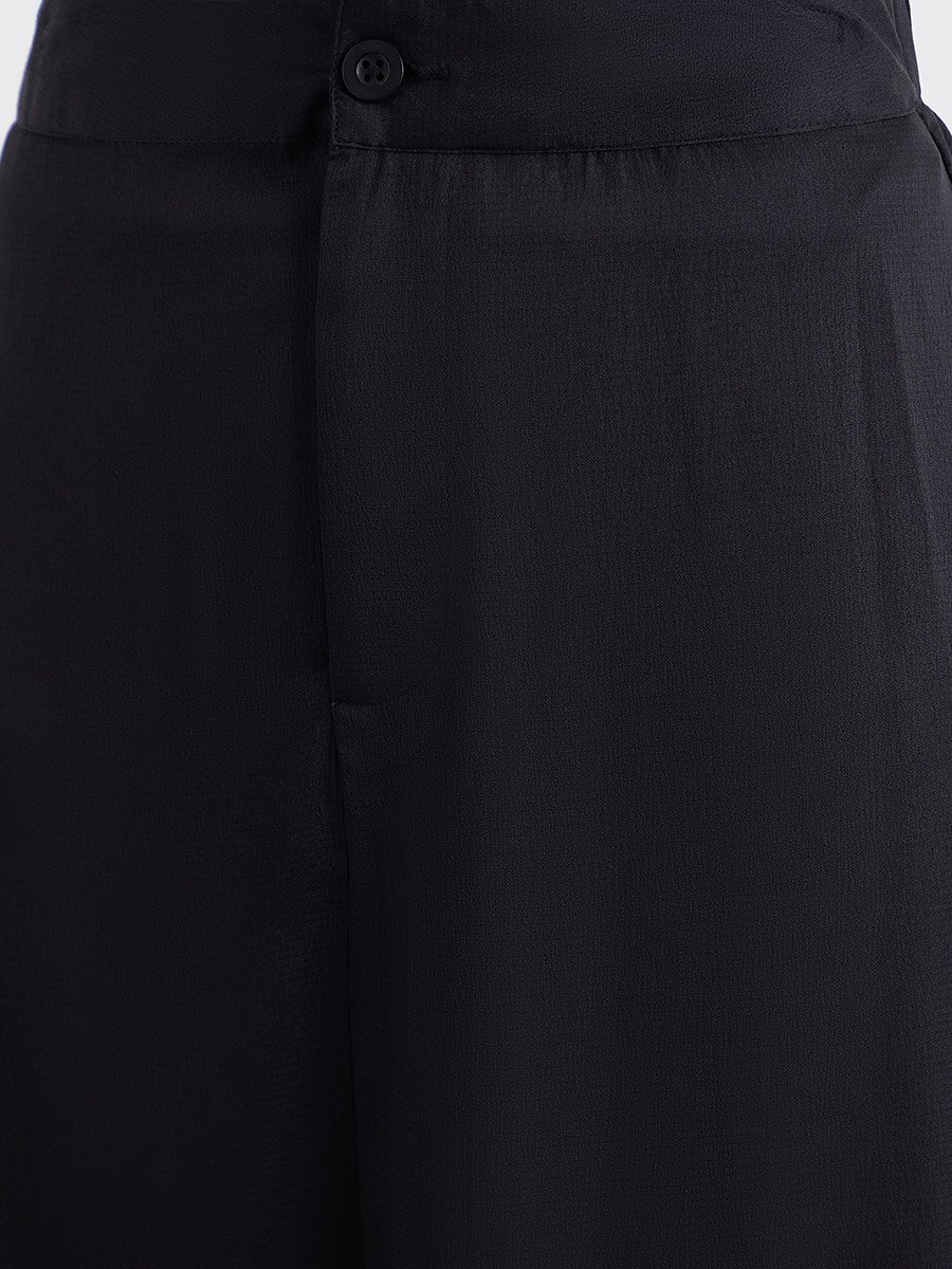 Solid Mid Rise A-Line Maxi Skirt