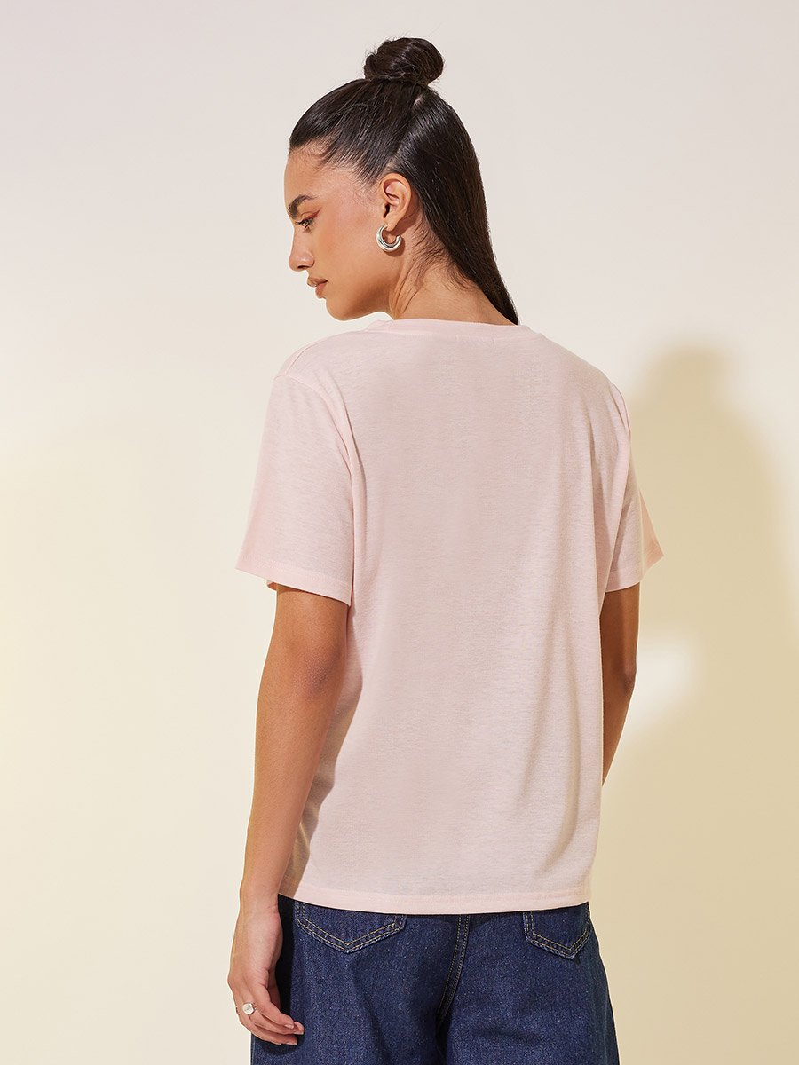 Slogan Print Round Neck T-Shirt