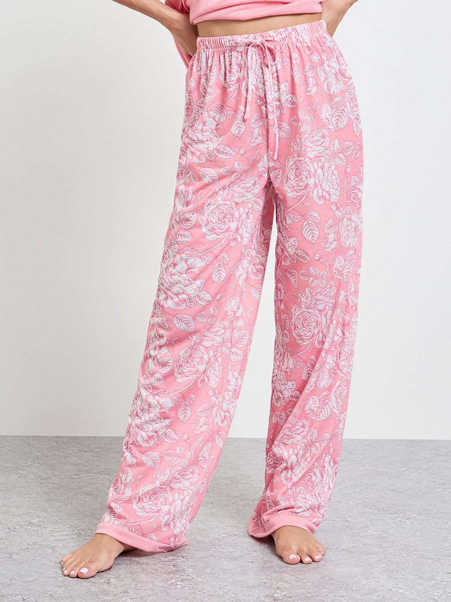 Pink Gathered Swing Cami and Floral Print Pyjama Set