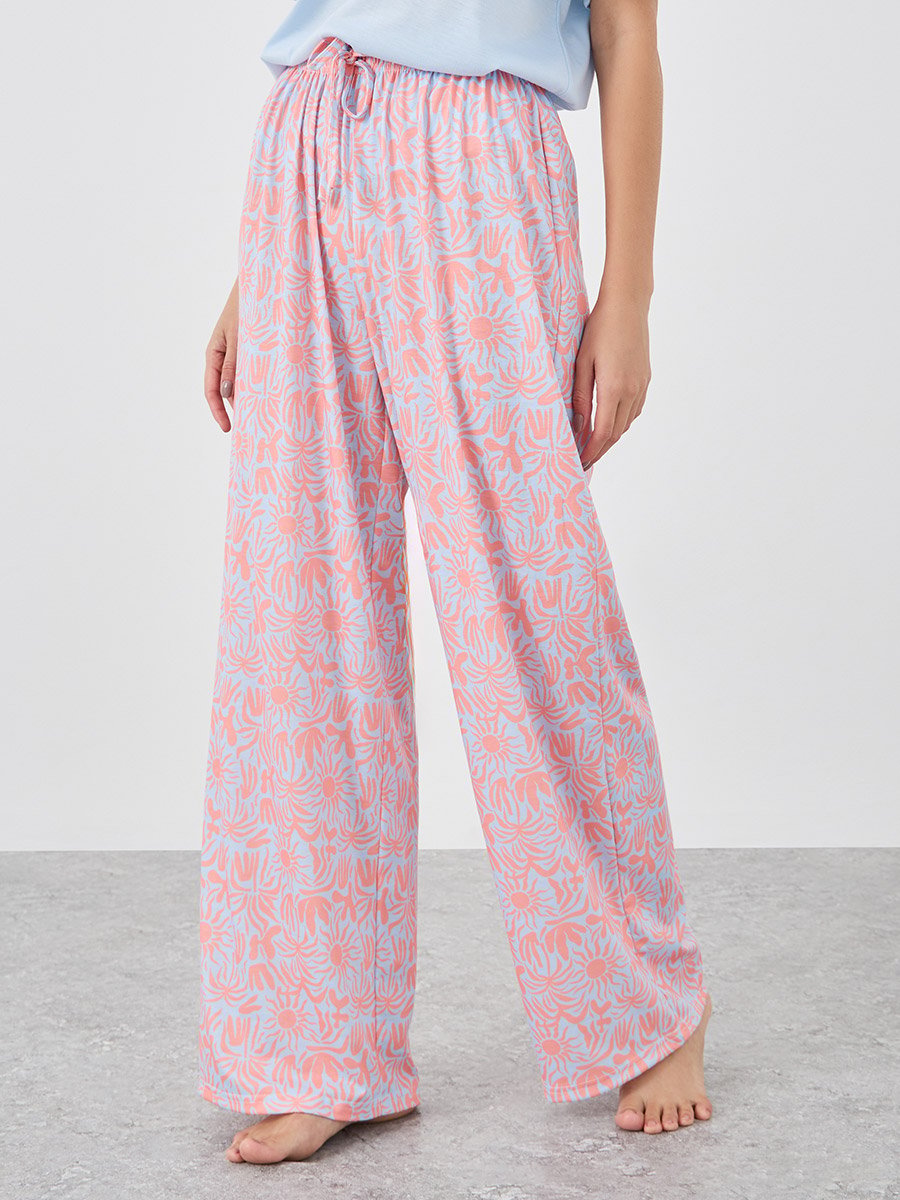 Slogan Print Short Sleeve T-Shirt and Pyjama Set