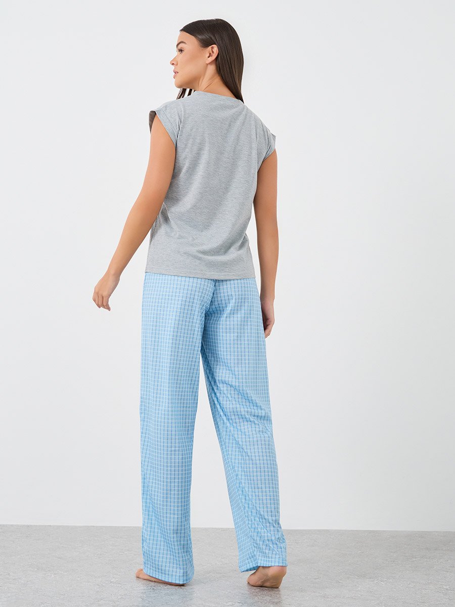 Pancake Graphic Print Tank and Gingham Checked Pyjama Set