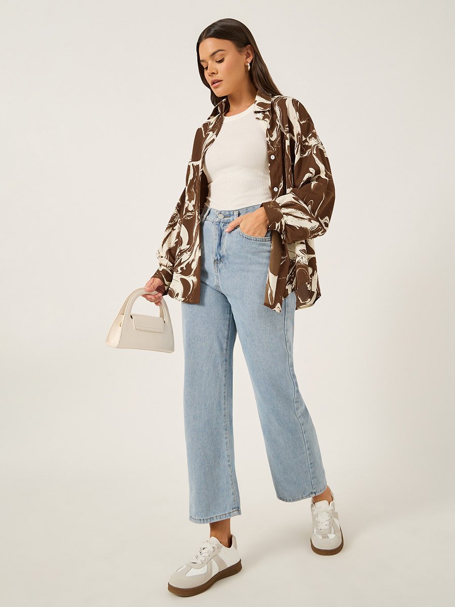 Printed Spread Collar Regular Fit Shirt