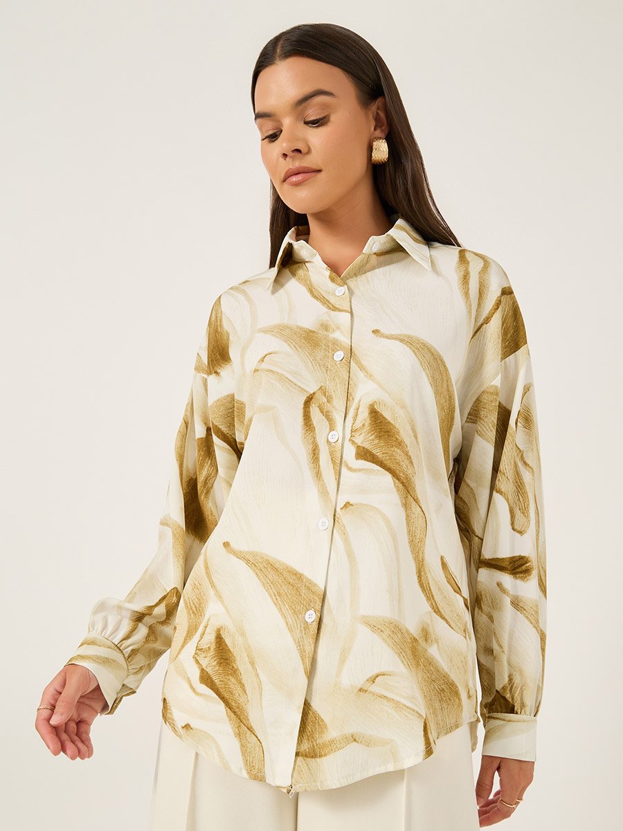 Printed Spread Collar Regular Fit Shirt