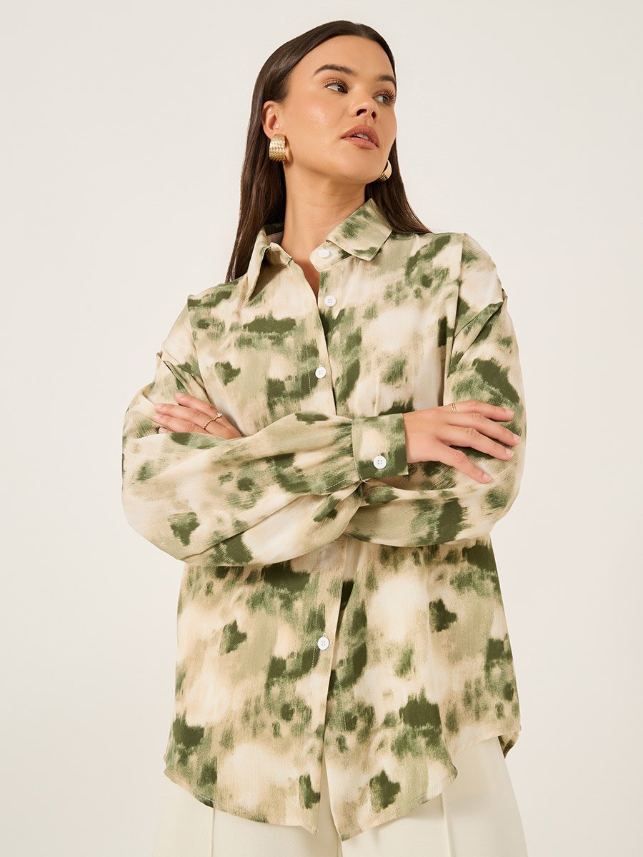 Printed Spread Collar Regular Fit Shirt
