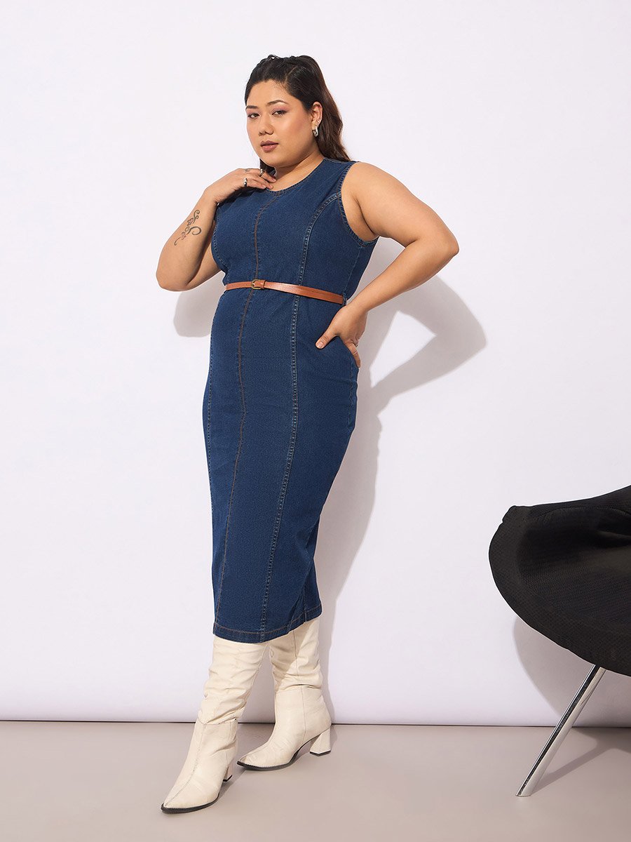 bodycon plus size denim dress Plus Size Denim Dress with Buttons 3X