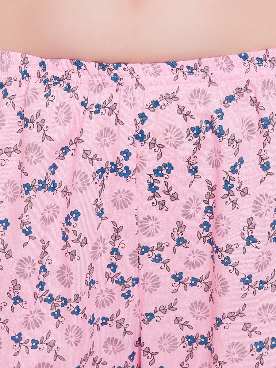 Women Printed Pink Cotton Blend Pyjama Set