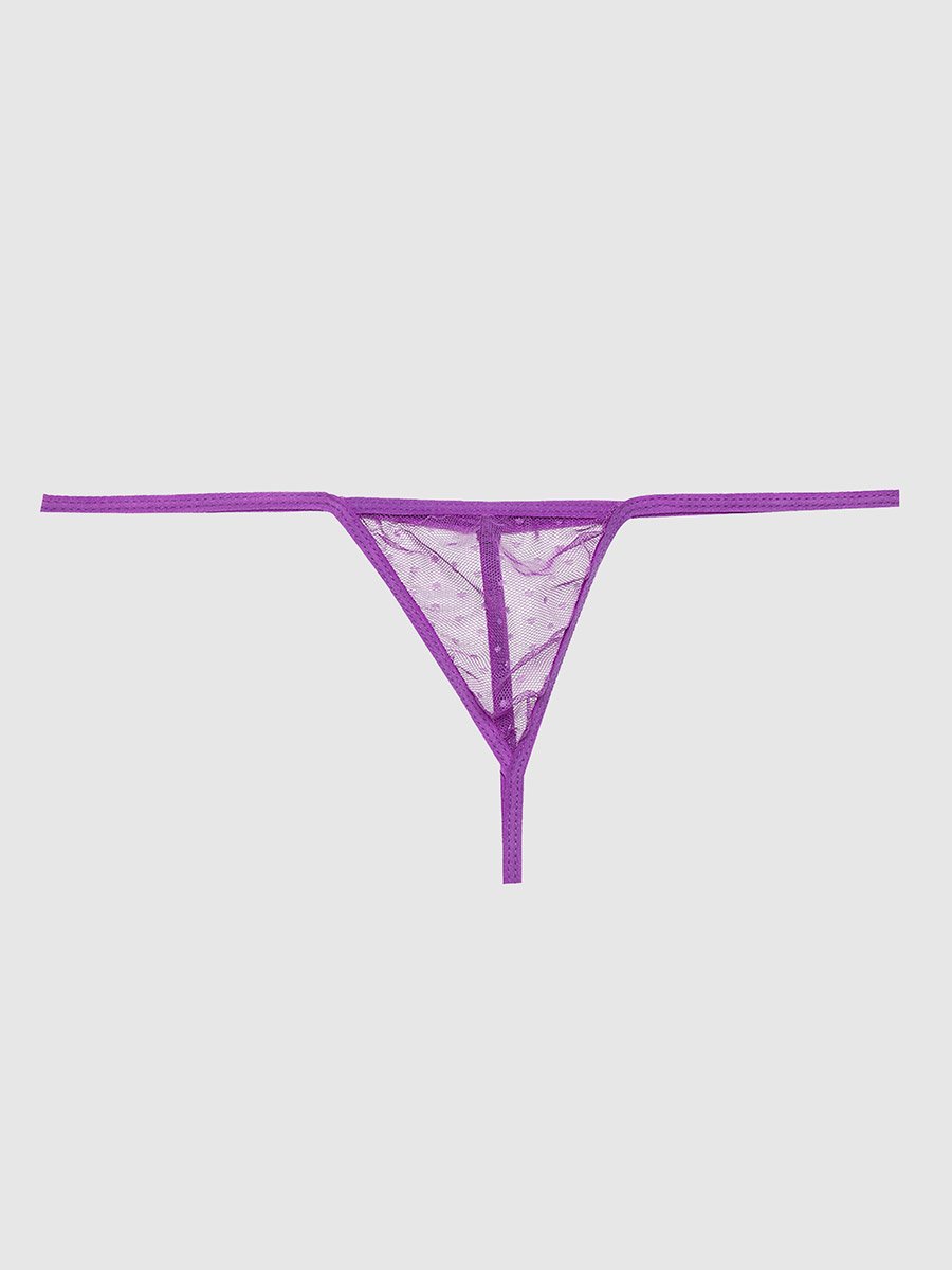 Purple Polka Dot Mesh Halter-Neck Babydoll