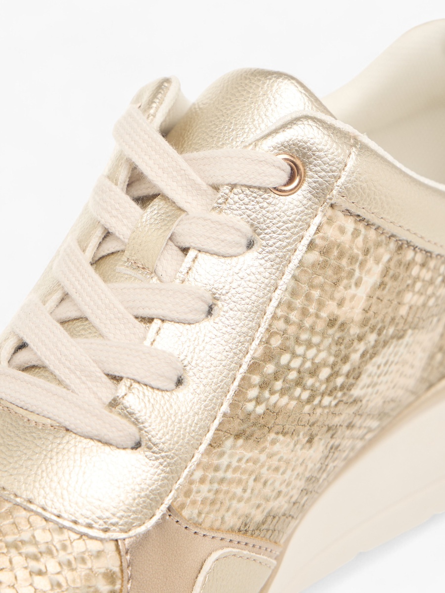 Animal Print Lace-Up Sneakers with Wedge Heel