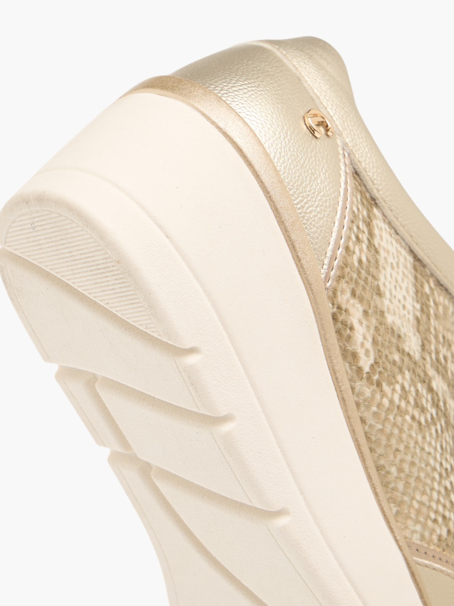Animal Print Lace-Up Sneakers with Wedge Heel
