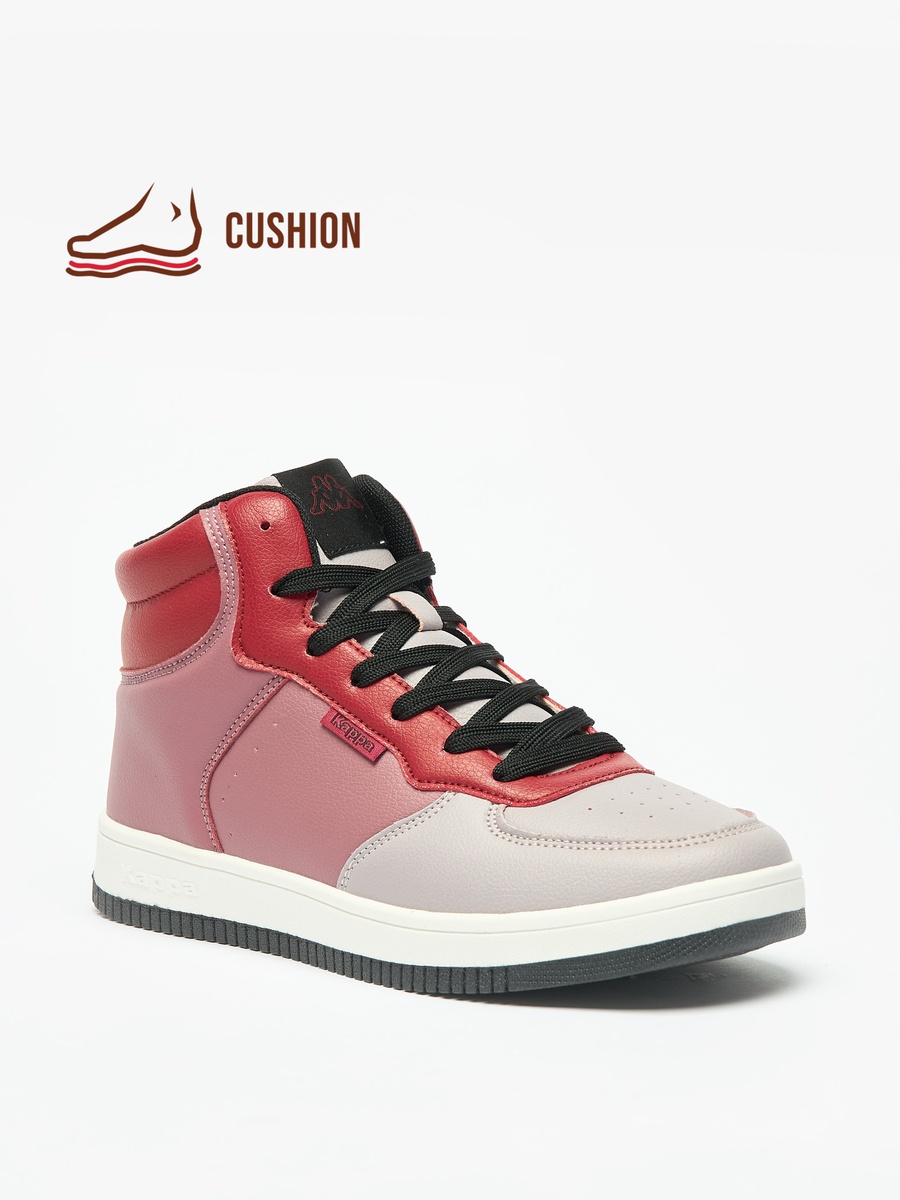 Panelled Lace-Up High Top Sneakers with Cushioning
