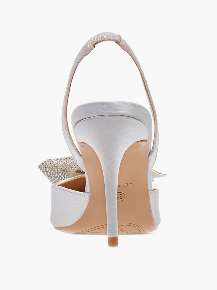 Bow Embellished Slingback Shoes with Stiletto Heels